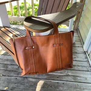 Vintage Handmade Leather Tote Bag-Briefcase-Laptop Bag  SLIK Zipper Work Satchel